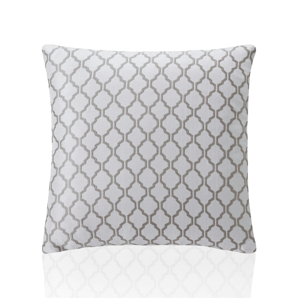 image 1 of Two Tone Geometric Jacquard 45cm x 45cm Latte Cushion Set of 4 | Cream | White | 45cm x 45cm x 10cm | 4