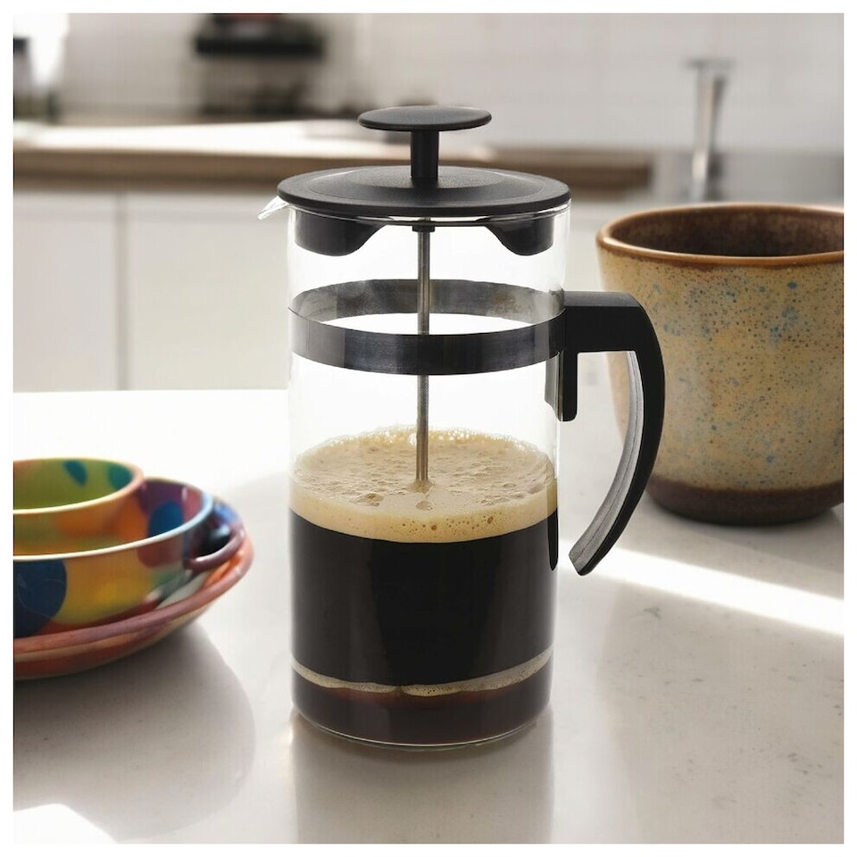 image 1 of 1L French Press Coffee Maker Machine - Cafetiere Plunger for Home Office Use