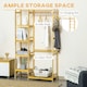 image 4 of HOMCOM Bamboo Coat Rack w/ Hooks Hanging Rail and Storage Shelf for Entryway