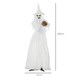image 5 of Outsunny 74 Inch Halloween Decorations White Witch Holding Pumpkin Head, Standing Skeleton Ghost Prop Life Size with Light Up Eyes and Body