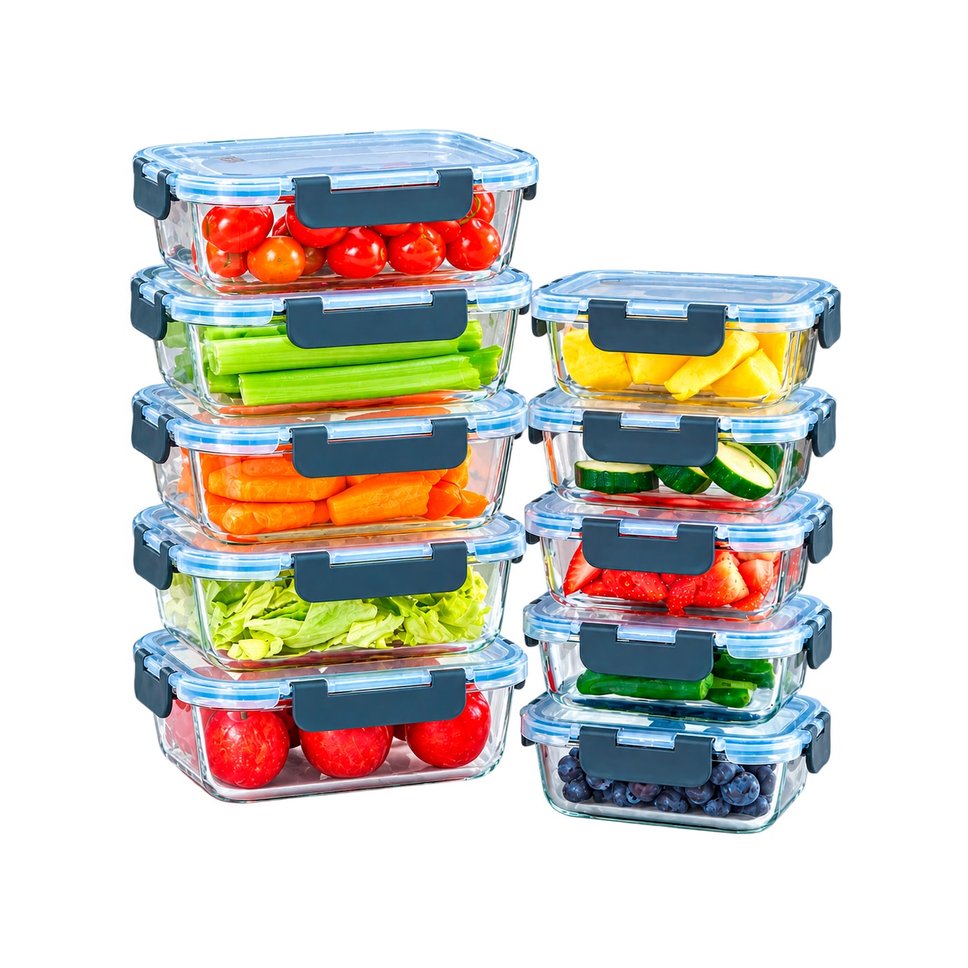 Neo 10 Glass Containers & 10 Lids Food Storage Set - 10 Piece