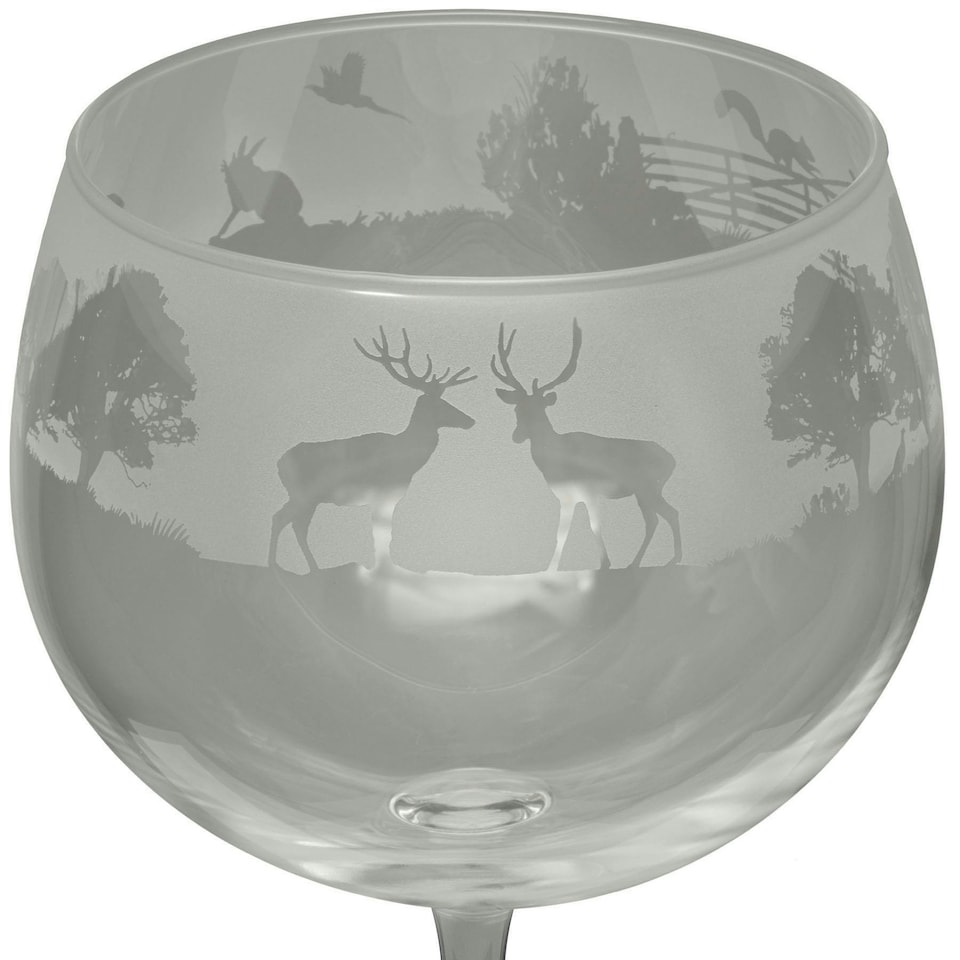image 1 of Animo Glass Etched Gin Balloon Glass Woodland