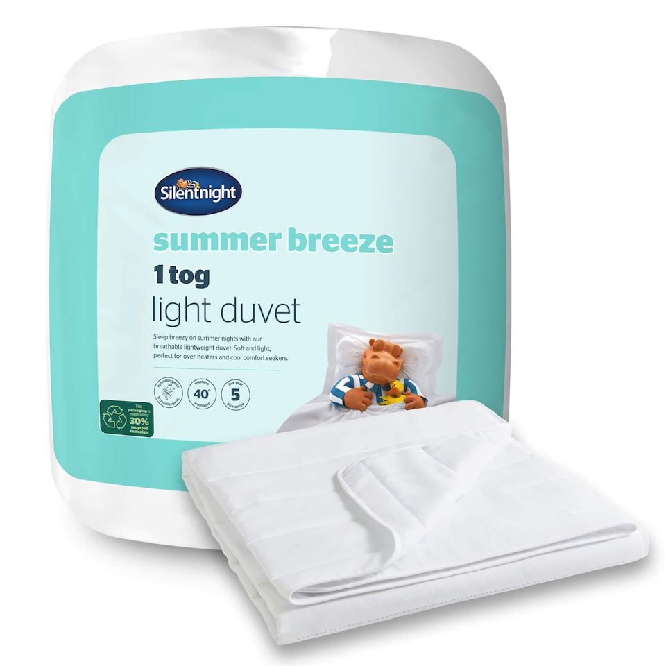 image 1 of Silentnight Summer Breeze 1 Tog Duvet | White | Single