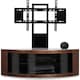 image 2 of Centurion Supports PANGEA Black/Walnut Beam-Thru Curved True-Corner 32"-50" TV Cabinet with Mounting Arm Black | Walnut