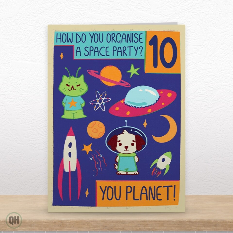 image 1 of 10th Birthday Card For Boys and Girls Space Themed
