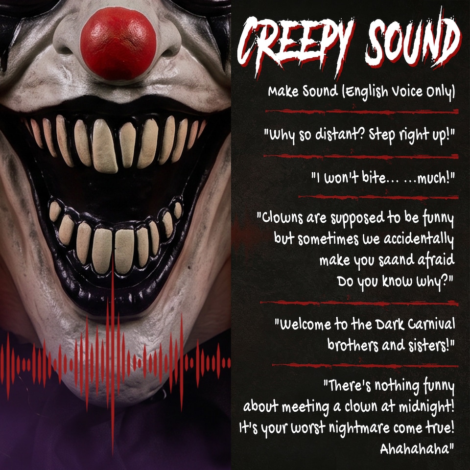 image 1 of HOMCOM Animated Halloween Clown with Face Changing Animatronics