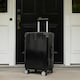 image 2 of OHS Metallic Effect Suitcase Set of 3 Hard Shell ABS Luggage | Black