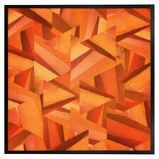 Autumn coloured geometric triangle patterns (Picutre Frame) Black | L
