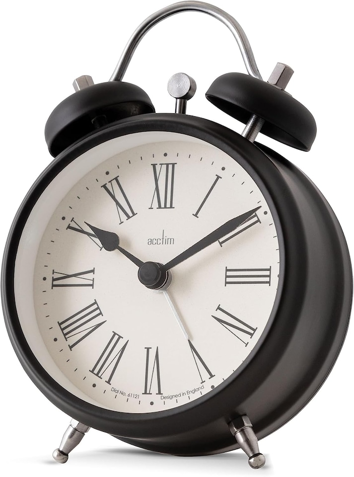 image 1 of Acctim Shefford Faux Bell Analogue Alarm Clock | Black | Black