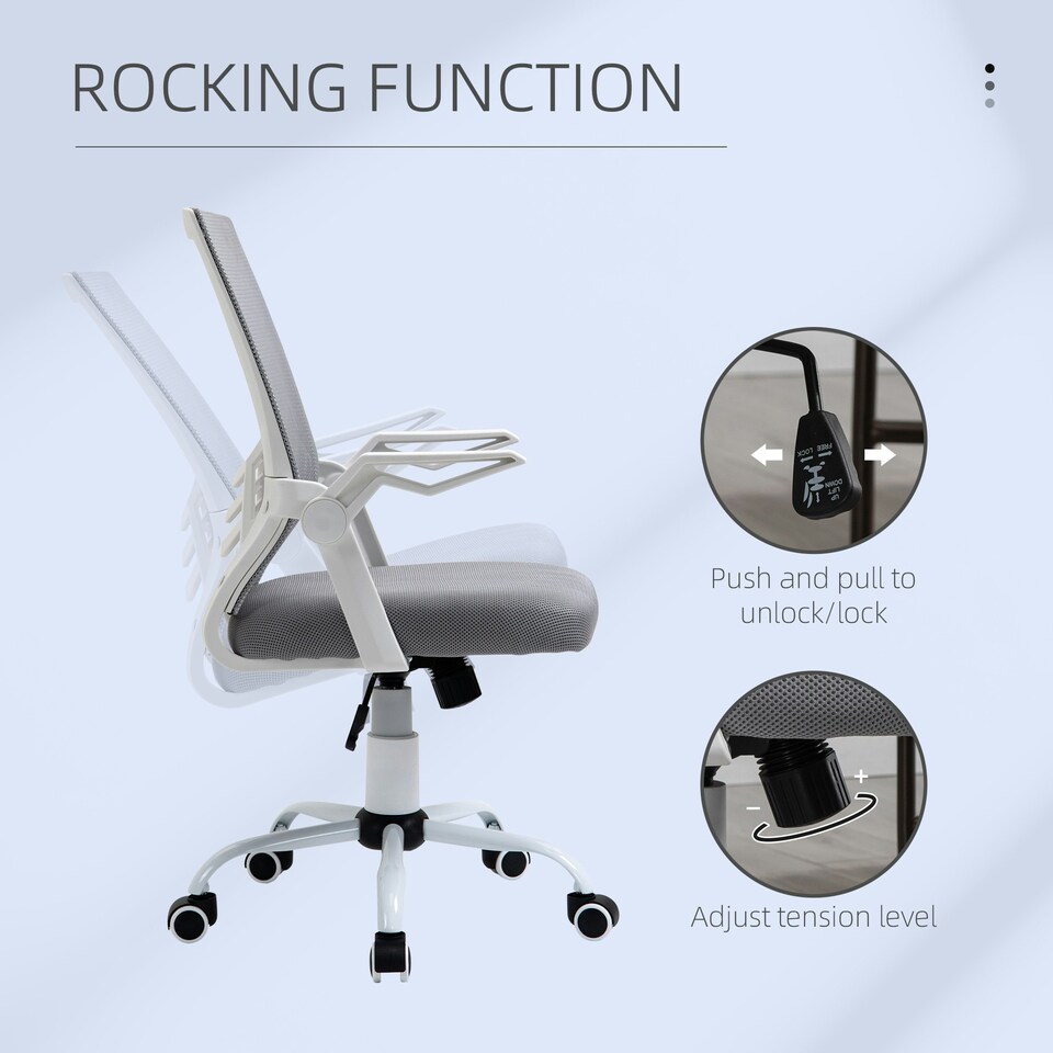 image 1 of Vinsetto Mesh Swivel Office Chair Task Computer Chair w/ Lumbar Support, Grey