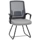 image 2 of HOMCOM Desk Chair No Wheels, Meeting Office Chair with Mesh Back, Lumbar Support, Metal Base and Armrests for Reception, Waiting Room, Conference Room, Dark Grey | Grey