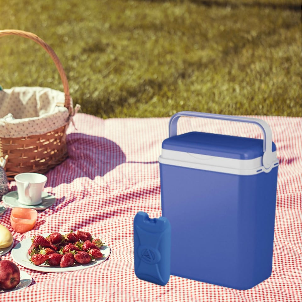 image 1 of 12L Camping Lunch Cooler Box with 1 Ice Pack | Blue | 1