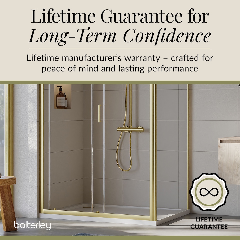 image 1 of Balterley Sliding Shower Suite with Side Panel & Shower Tray | Copper | Brushed Brass | 3