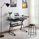 image 2 of Yaheetech Height Adjustable Glass Drafting Table & Stool Set For Artists | Black