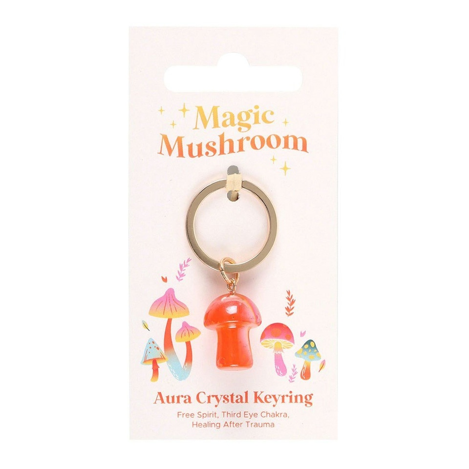 image 1 of Something Different Aura Mushroom Crystal Keyring - Orange - One Size