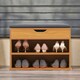 image 3 of Wooden Shoe Storage Bench With Cushioned Seat 60CM Brown