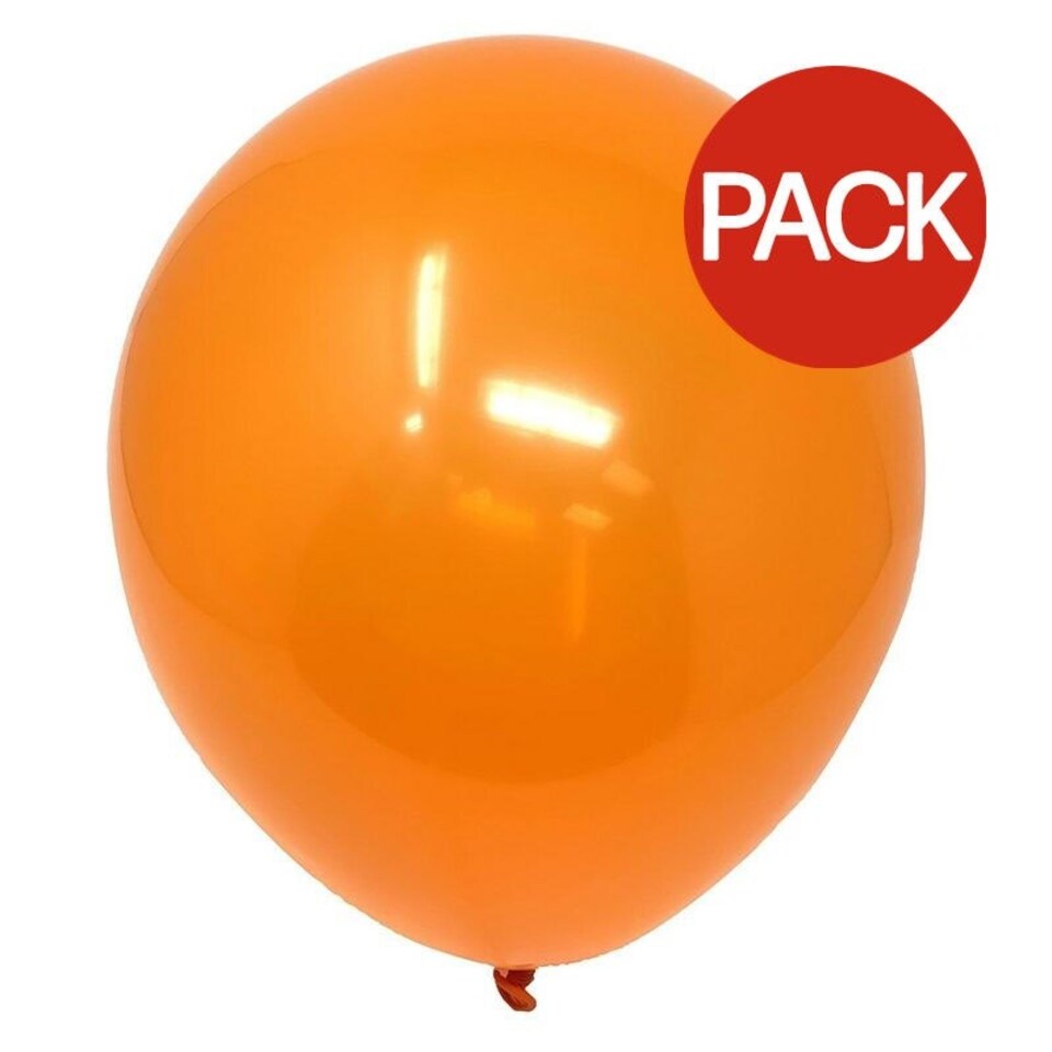 Globos Latex Plain Balloons (Pack of 100) - Orange - One Size