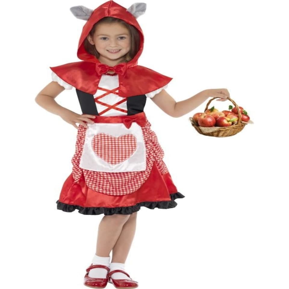Miss Hood Costume - Red - with Dress & Hooded Cape with Attached Wolf Ears - 41100S S