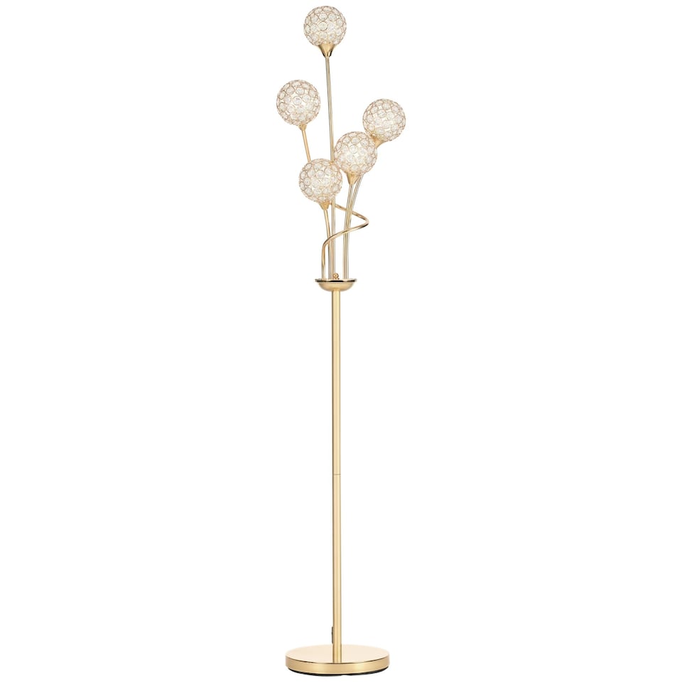 image 1 of HOMCOM Modern Floor Lamp w/ K9 Crystal Shade, 5 Light, for Living Room, Gold