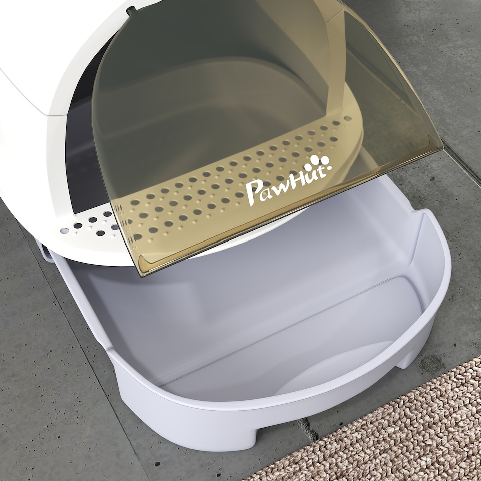 image 1 of PawHut Cat Litter Tray w/ Lid, Enclosed Cat Litter Box w/ Pull-Out Drawer