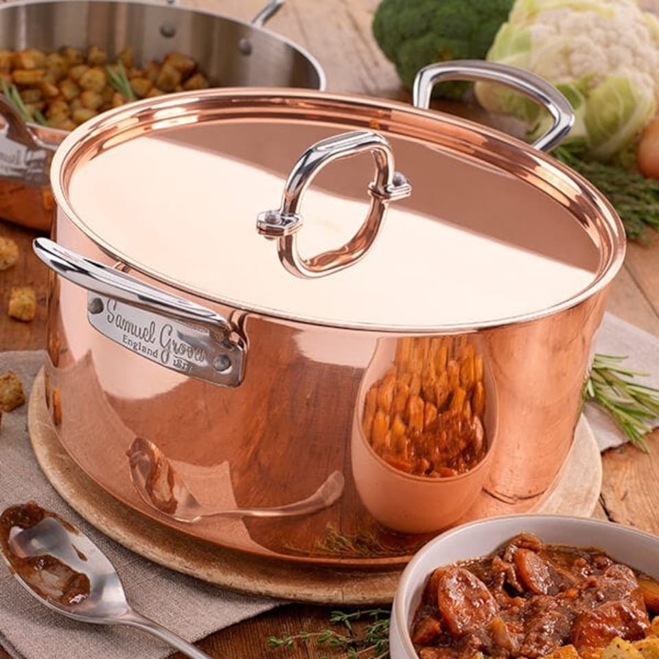 image 1 of Samuel Groves Copper Induction 18cm Casserole Pan with Lid