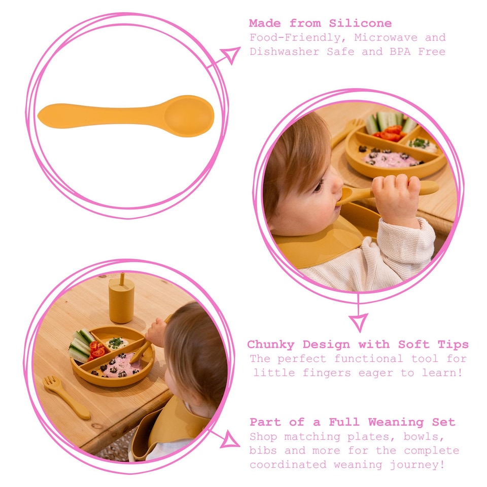 image 1 of Tiny Dining Baby Silicone Weaning Spoon - Ochre