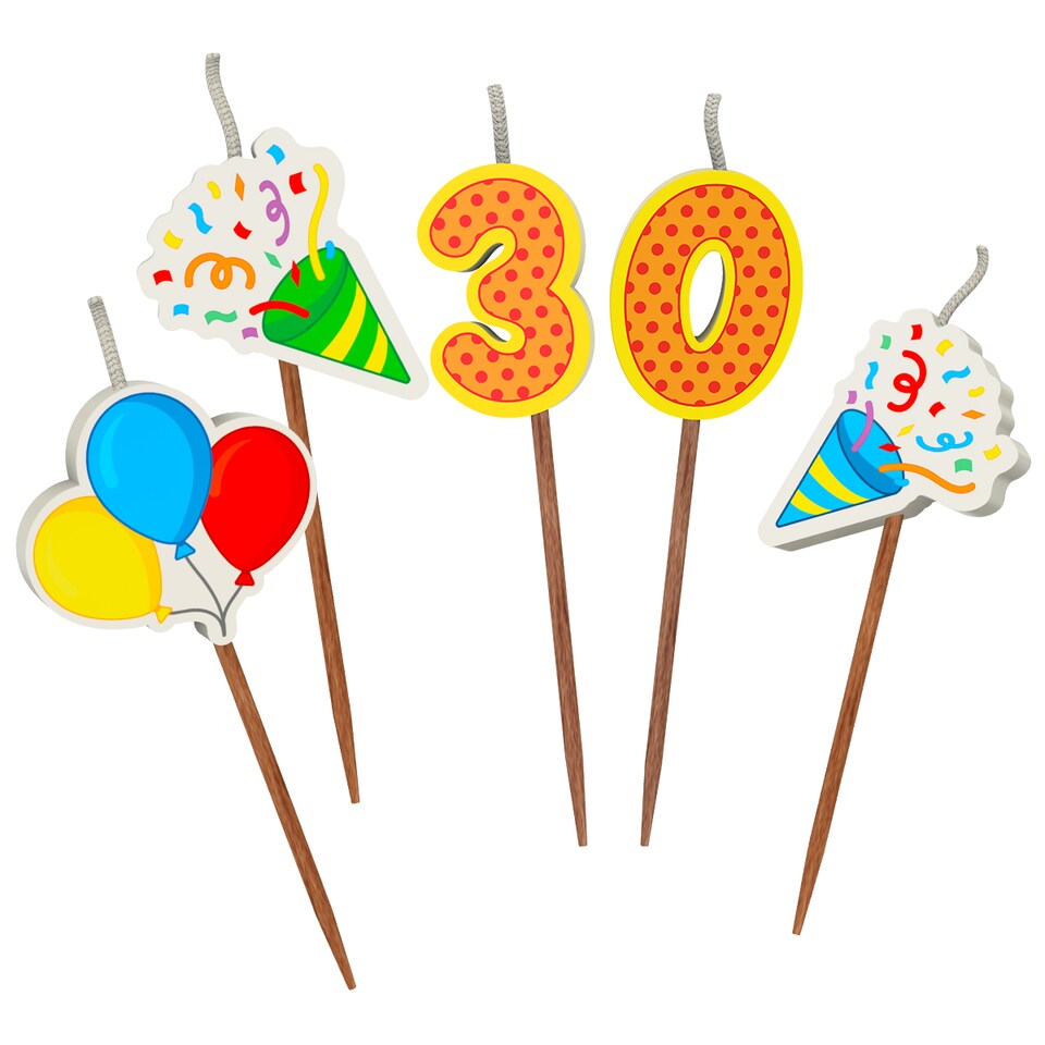 image 1 of Milestone Birthday Cake Candle Set Age 30