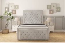 Sloomy Sofia Chrome Silver Naples Bed Frame With Mattress With 50" Upholstered Headboard 6' Super King