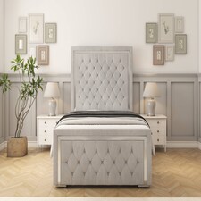 Sloomy Sofia Chrome Silver Naples Bed Frame With Mattress With 50" Upholstered Headboard 6' Super King