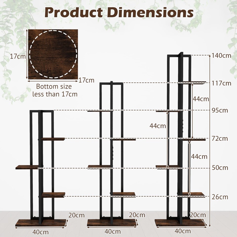 image 1 of COSTWAY 4+5+6-Tier Flower Stands Plant Shelves Holders | Brown