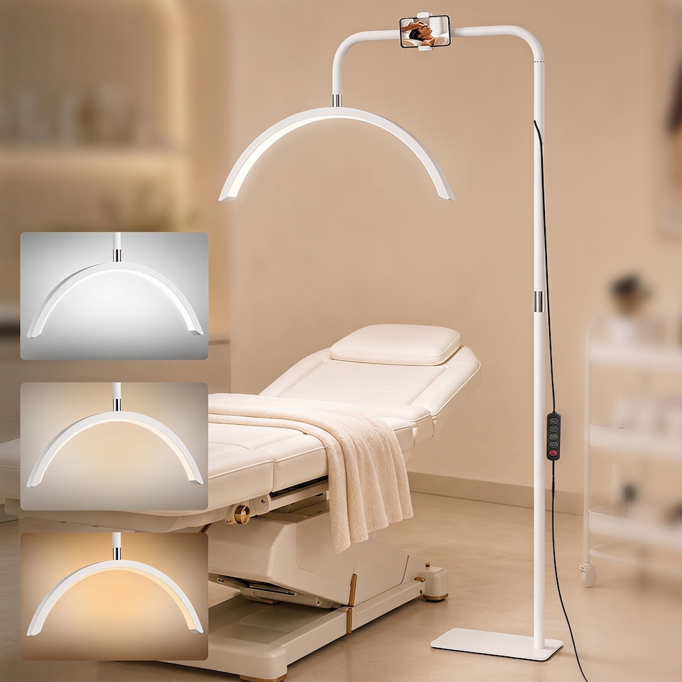 image 1 of HOMCOM Half Moon Lash Light, Beauty Floor Lamp with Rotatable Head