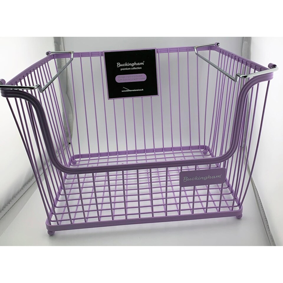 image 1 of Buckingham Multi-Purpose Stackable Storage Organising Basket 30.5 x 26.5 x 22 cm Lavander