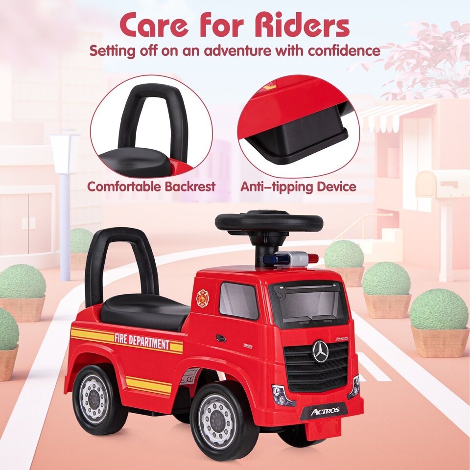 image 1 of COSTWAY 3 in 1 Push Car for Toddlers Seat Belt Canopy Red