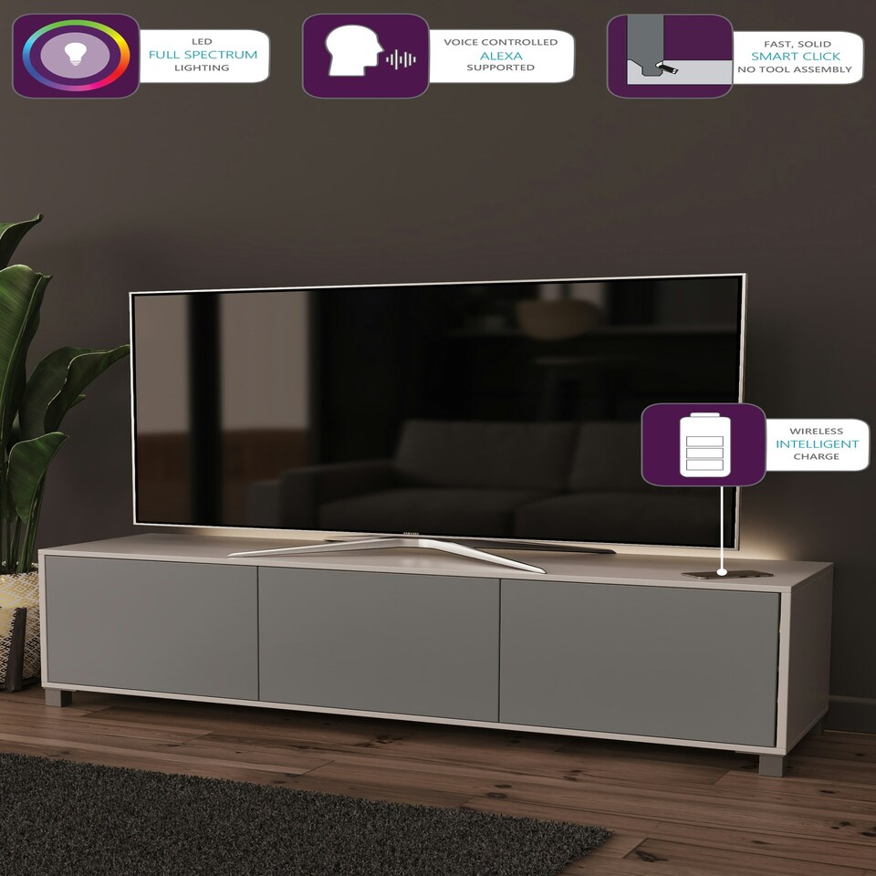 image 1 of Frank Olsen S-TECH 1500 Tv Cabinet Grey | White