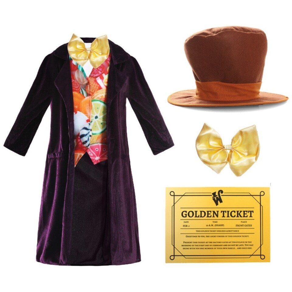 image 1 of Factory Boss Costume - Golden Ticket Purple | XS