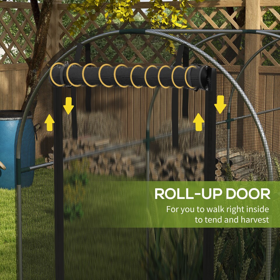 image 1 of Outsunny Fruit Cage, Plant Protection Tent, 1.2 x 3.6 x 1.9m, Black