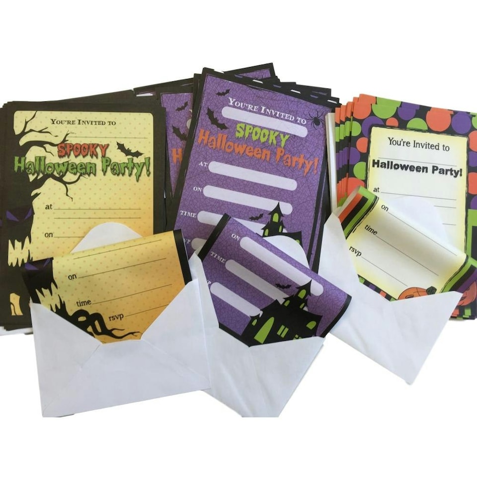 image 1 of Pack of 20 Halloween Invitations & Envelopes