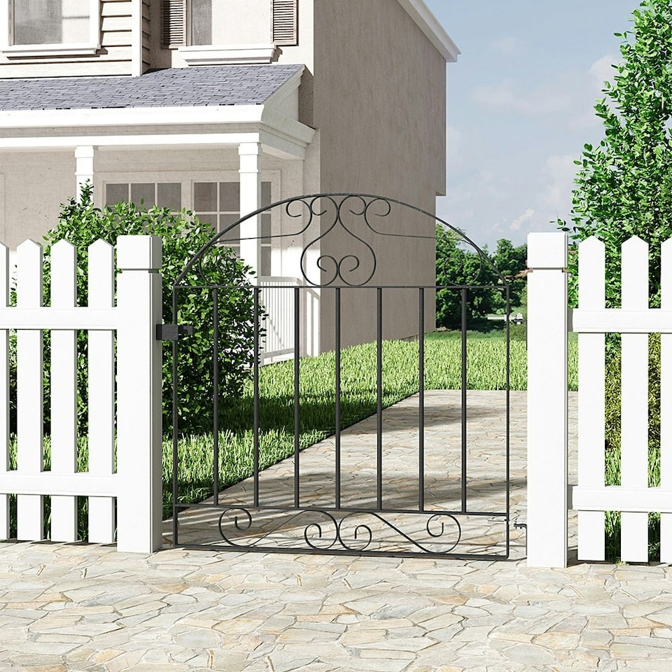 image 1 of Living and Home Modern Metal Garden Gate, Black