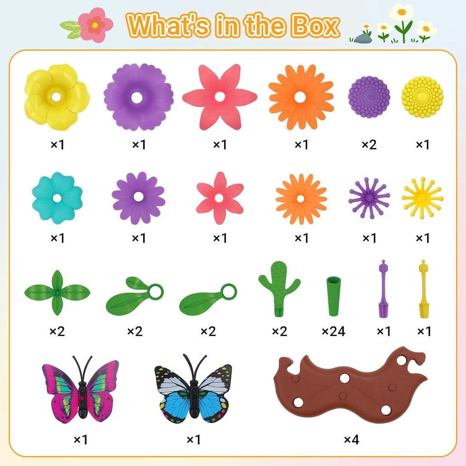 image 1 of 54 PCS DIY Flower Garden Toy Creative Building & Planting Set for Girls