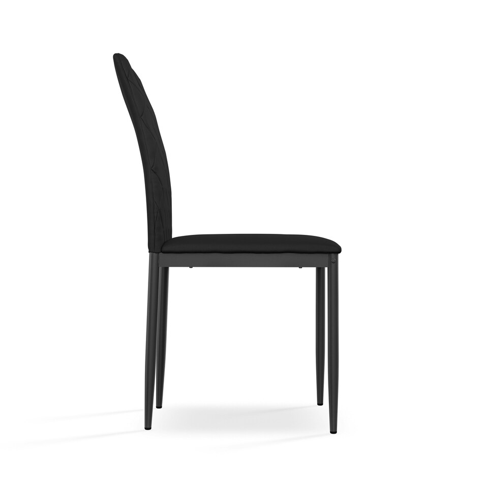 image 1 of Set Of 2 Monza Faux Leather Dining Chair Modern Padded Seat Metal Legs Kitchen Black | Black