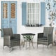 image 2 of Outsunny 3 Pieces Rattan Bistro Set, Wicker Garden Furniture Set with 2 Tier Coffee Table and Chairs, Washable Cushions, for Outdoor Patio Balcony, Mixed Grey