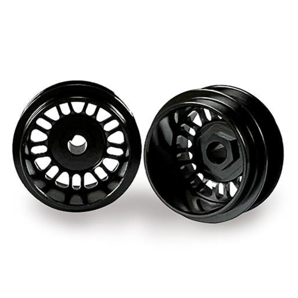 Staffs Aluminium Wheels 2 x BBS Deep Dish Black Rear 15.8 x 10mm Staffs Slot Cars 110