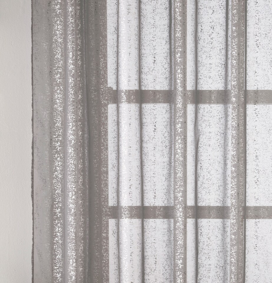 image 1 of Pair of Pandora Grey Glittery Metallic Print Panel with Rod Pocket Header 229 CMS