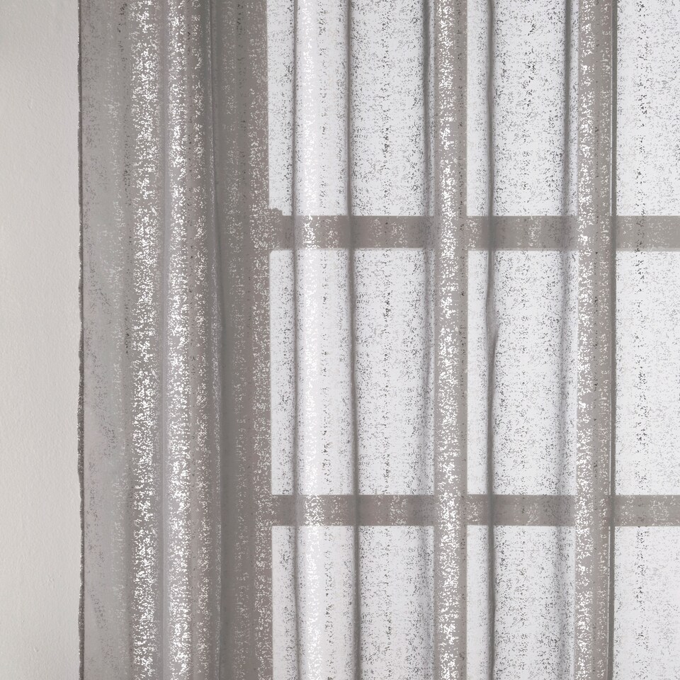 image 1 of Pair of Pandora Grey Glittery Metallic Print Panel with Rod Pocket Header 229 CMS