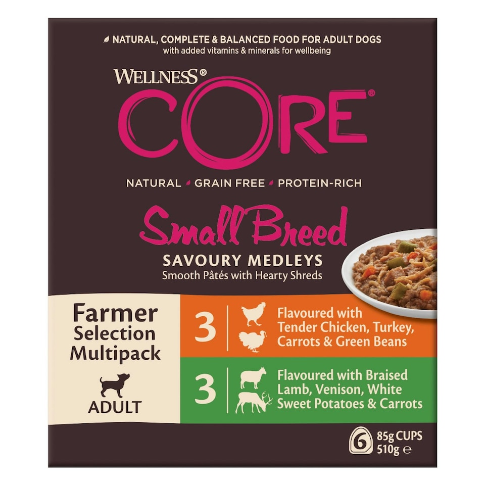 image 1 of Wellness CORE Dog Wet Small Breed Adult Savoury Medleys Farmer Multipack 6 x 85g