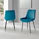 image 5 of Furniturebox Elina White Marble Effect Round Dining Table & 2 Blue Pesaro Black Leg Chairs