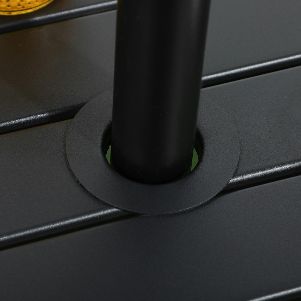 image 1 of Outsunny Garden Side Table Coffee Table with Umbrella Hole for Patio Balcony