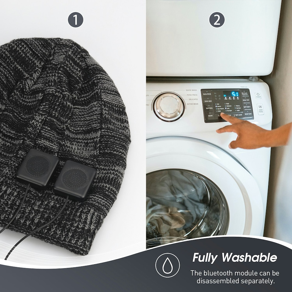 image 1 of Beanie Hat with Bluetooth Speakers Rechargeable with Built-In Microphone for Calls -August EPA25 Grey