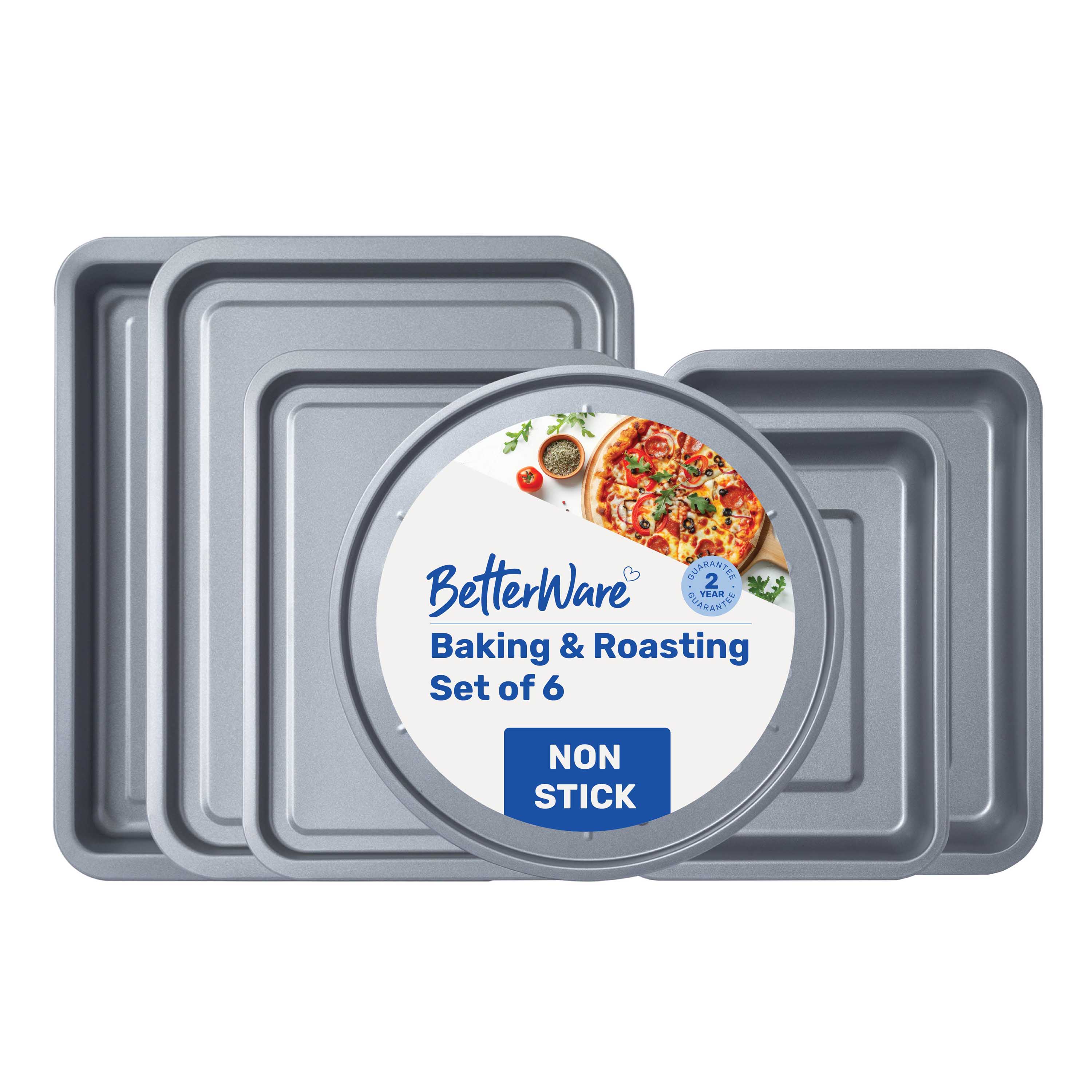 Betterware Essentials Non-Stick 6 Piece Baking & Roasting Set in Silver