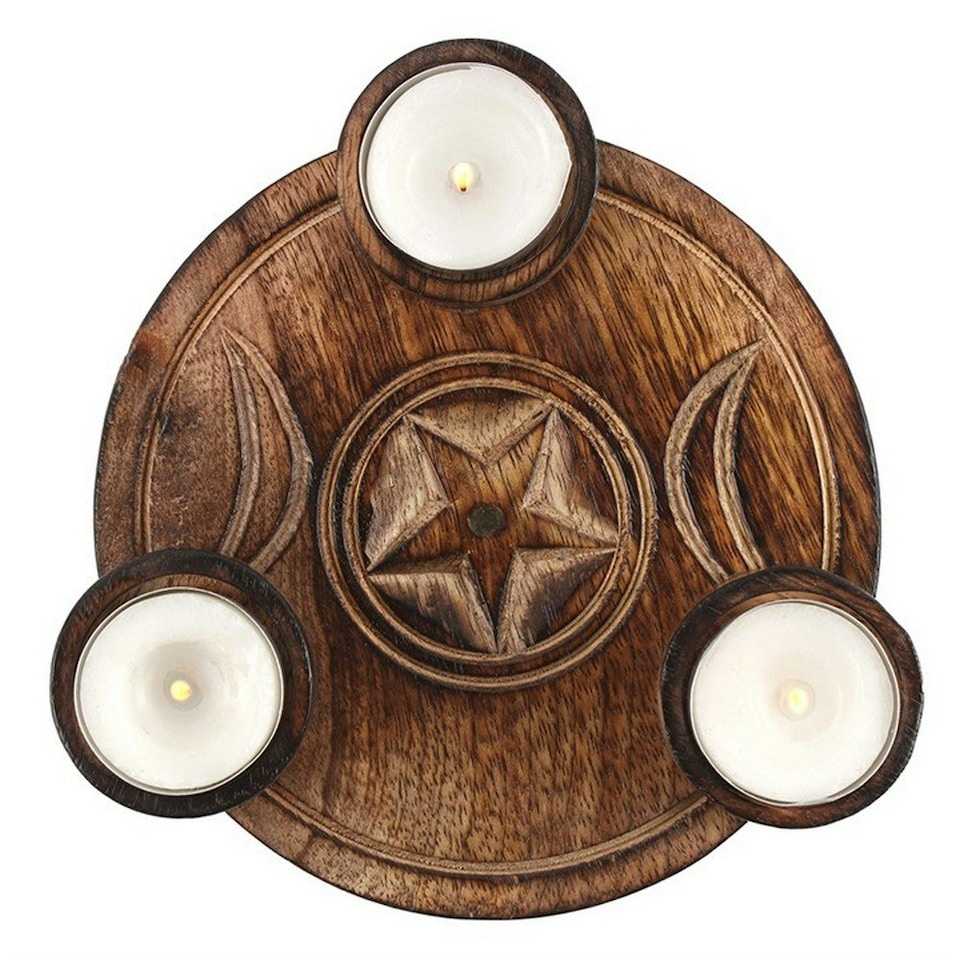 Triple Moon Tea Light Candle Holder - Brown - One Size